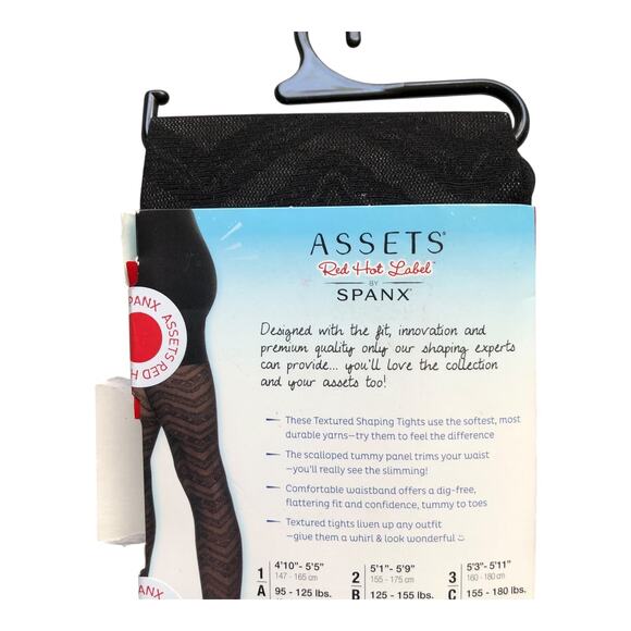 Spanx Assets Red Hot Label Shaping Tights Black Textured Lace Zigzag Size 4D New - Picture 3 of 12